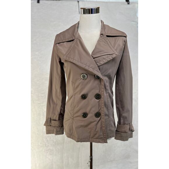 Womens‎ Pea Coat Rain Jacket Merona Size XS Tan Brown Double Breasted Button Up - Picture 16 of 16